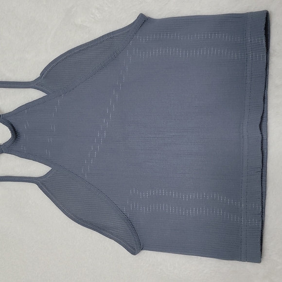 FP Movement Cropped Ribbed Run Grey Patterned Tank Top X-Small - Picture 5 of 9